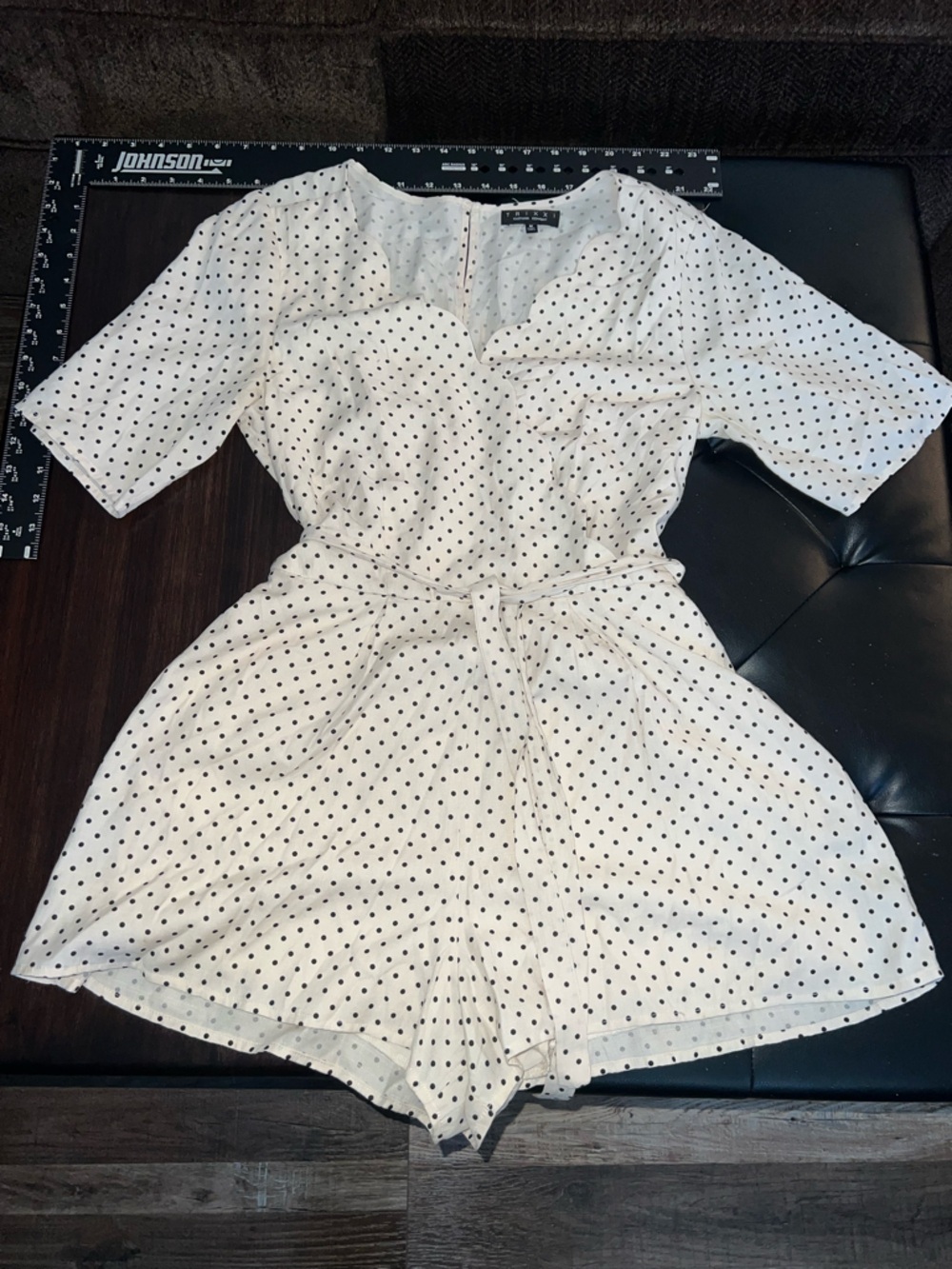 Trixxi White Polka Dot Tie-Front Romper! Cute! Dress up w/ colorful jewelry!
